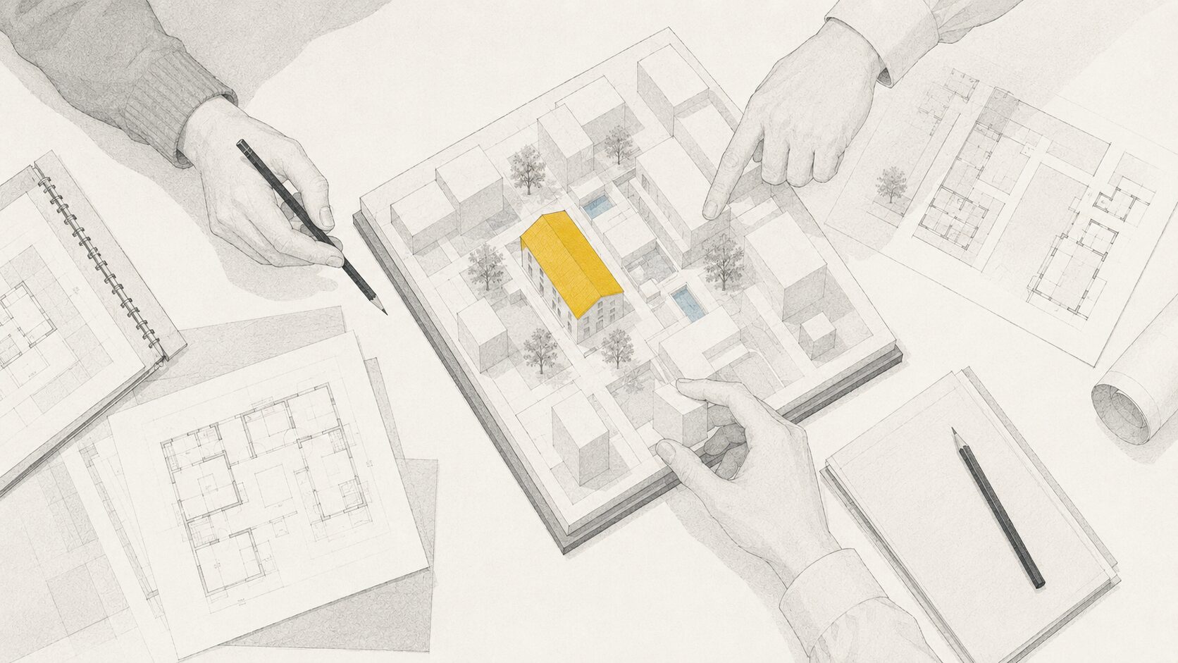 Illustrazione: accordo su un progetto immobiliare